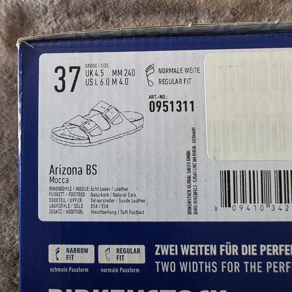 Birkenstock Arizona Soft Footbed Suede Sandals Mocca Women’s 6 EU 37 Regular NWT - Picture 5 of 16